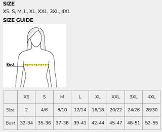 LS Tri Blend Women's Supporter Shirt size chart