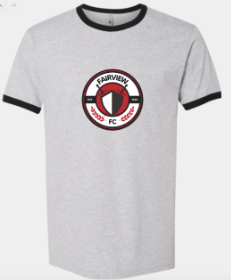 Fairview Men's Soccer 98323569 Heather and Black Soccer Badge Ringer Tee - 1