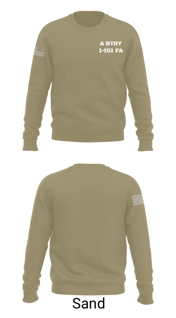 Crew Neck Sweatshirt, A BTRY 1-151 FA, National Guard, Teamtime, Team time, sublimation, custom sports apparel, team uniforms, spirit wear, spiritwear, sports uniforms, custom shirts, team store, custom team store, fundraiser sports, apparel fundraiser