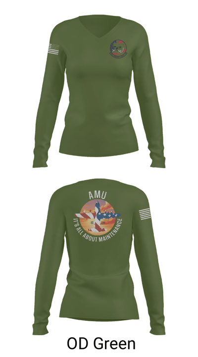910th AMU 89979521 Women's Long Sleeve V-neck Shirt - 57