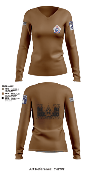 Women's Long Sleeve Vneck Shirt, XVIII ABN G2, Army, Teamtime, Team time, sublimation, custom sports apparel, team uniforms, spirit wear, spiritwear, sports uniforms, custom shirts, team store, custom team store, fundraiser sports, apparel fundraiser