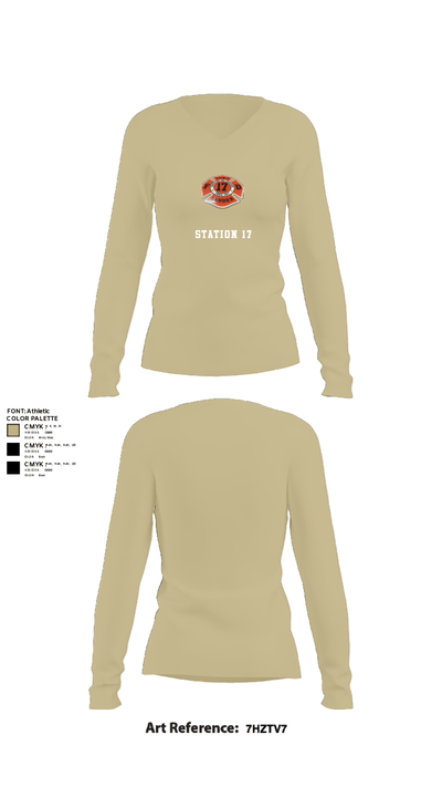 Station 17 90586189 Women's Long Sleeve V-neck Shirt - 82