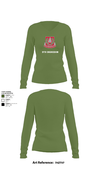 Women's Long Sleeve Vneck Shirt, 37th engineer bn, Army, Teamtime, Team time, sublimation, custom sports apparel, team uniforms, spirit wear, spiritwear, sports uniforms, custom shirts, team store, custom team store, fundraiser sports, apparel fundraiser