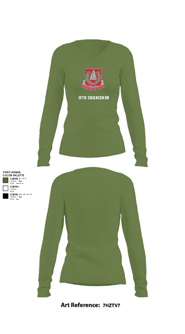 Women's Long Sleeve Vneck Shirt, 37th engineer bn, Army, Teamtime, Team time, sublimation, custom sports apparel, team uniforms, spirit wear, spiritwear, sports uniforms, custom shirts, team store, custom team store, fundraiser sports, apparel fundraiser