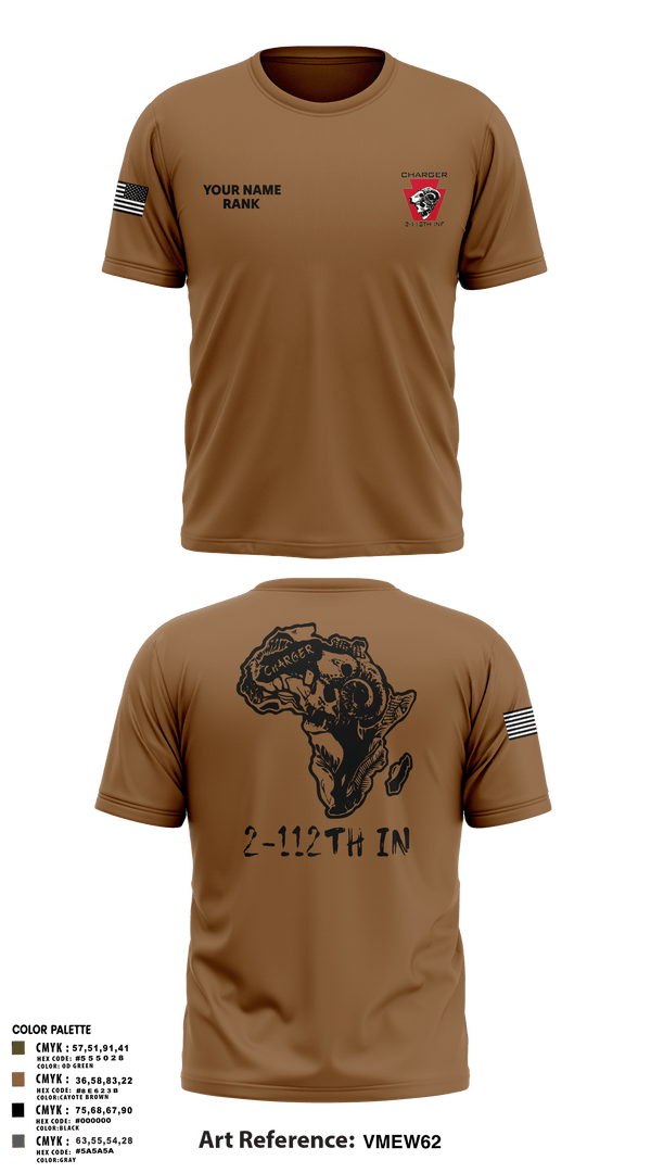 Old School Cotton Feel Shirt, Charger Co. / 2-112th Infantry Battalion, National Guard, Teamtime, Team time, sublimation, custom sports apparel, team uniforms, spirit wear, spiritwear, sports uniforms, custom shirts, team store, custom team store, fundraiser sports, apparel fundraiser