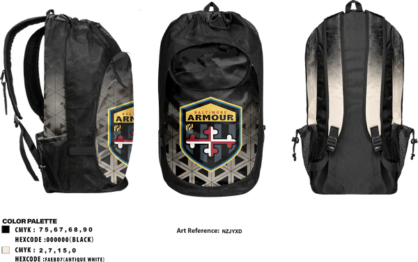 Gear Bag, Baltimore Amour, Men's Soccer, Teamtime, Team time, sublimation, custom sports apparel, team uniforms, spirit wear, spiritwear, sports uniforms, custom shirts, team store, custom team store, fundraiser sports, apparel fundraiser