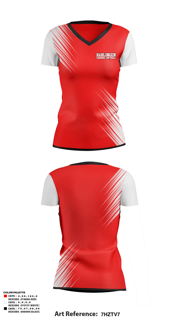 Women's Short Sleeve Vneck Shirt, Harlingen Cardinal Softball, Softball, Teamtime, Team time, sublimation, custom sports apparel, team uniforms, spirit wear, spiritwear, sports uniforms, custom shirts, team store, custom team store, fundraiser sports, apparel fundraiser