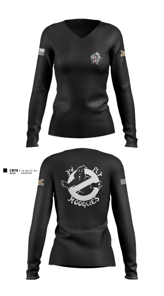 Women's Long Sleeve Vneck Shirt, 3rd PLT, Alpha Company, 2nd Cavalry 5th regiment, Army, Teamtime, Team time, sublimation, custom sports apparel, team uniforms, spirit wear, spiritwear, sports uniforms, custom shirts, team store, custom team store, fundraiser sports, apparel fundraiser