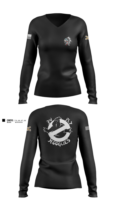 3rd PLT, Alpha Company, 2nd Cavalry 5th regiment 38799730 Women's Long Sleeve V-neck Shirt - 4