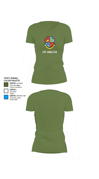 Women's Short Sleeve Vneck Shirt, 1st Anglico, , Teamtime, Team time, sublimation, custom sports apparel, team uniforms, spirit wear, spiritwear, sports uniforms, custom shirts, team store, custom team store, fundraiser sports, apparel fundraiser