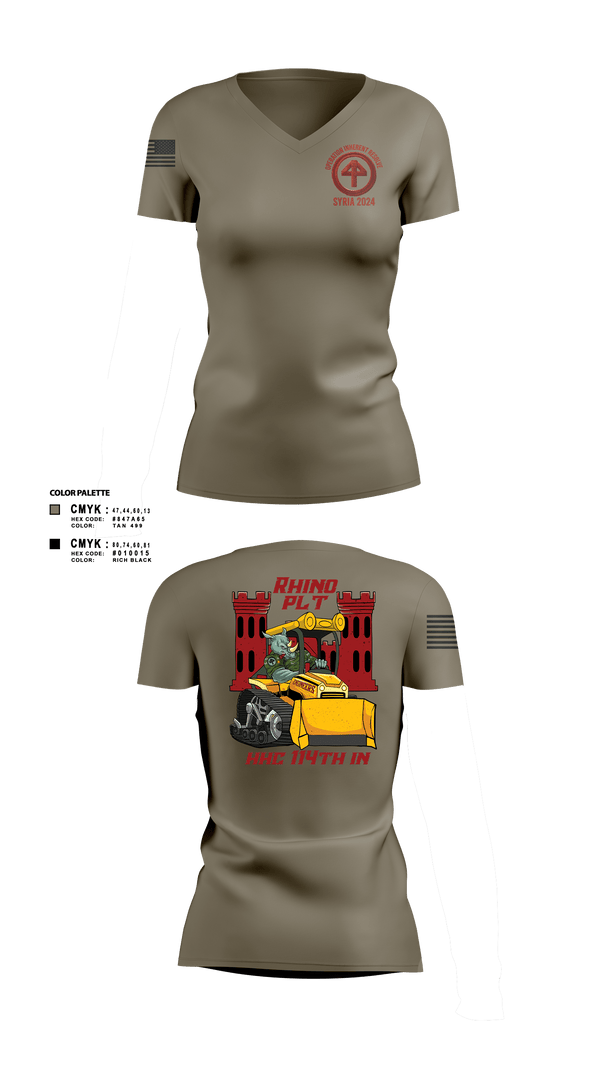 Women's Short Sleeve Vneck Shirt, HHC 1-114 Infantry Brigade, , Teamtime, Team time, sublimation, custom sports apparel, team uniforms, spirit wear, spiritwear, sports uniforms, custom shirts, team store, custom team store, fundraiser sports, apparel fundraiser