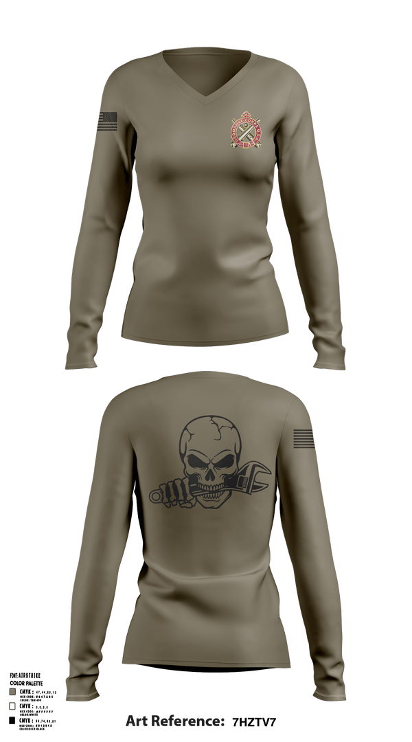 Women's Long Sleeve Vneck Shirt, 829 EVCC, National Guard, Teamtime, Team time, sublimation, custom sports apparel, team uniforms, spirit wear, spiritwear, sports uniforms, custom shirts, team store, custom team store, fundraiser sports, apparel fundraiser