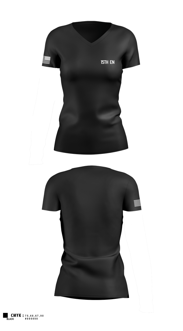 Women's Short Sleeve Vneck Shirt, 15th EN, Army, Teamtime, Team time, sublimation, custom sports apparel, team uniforms, spirit wear, spiritwear, sports uniforms, custom shirts, team store, custom team store, fundraiser sports, apparel fundraiser