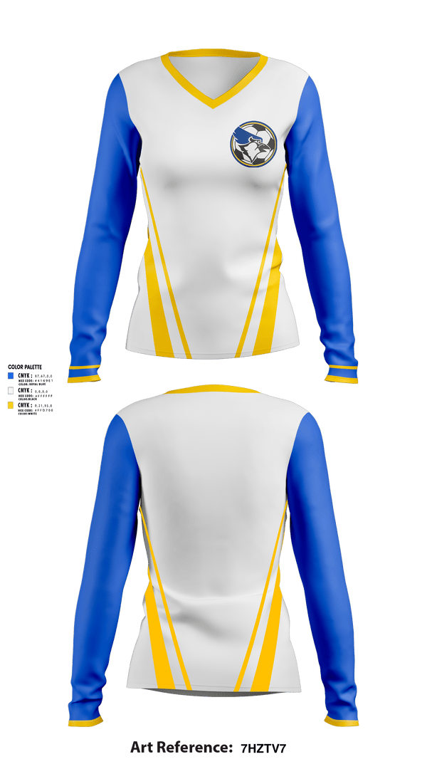 Women's Long Sleeve Vneck Shirt, waseca bluejays, Men's Soccer, Teamtime, Team time, sublimation, custom sports apparel, team uniforms, spirit wear, spiritwear, sports uniforms, custom shirts, team store, custom team store, fundraiser sports, apparel fundraiser