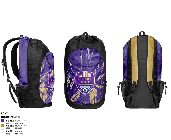 Gear Bag, Louisville Rising Star, Men's Soccer, Teamtime, Team time, sublimation, custom sports apparel, team uniforms, spirit wear, spiritwear, sports uniforms, custom shirts, team store, custom team store, fundraiser sports, apparel fundraiser