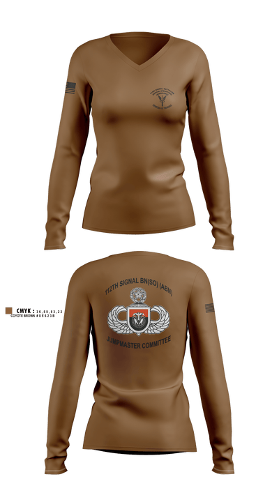 112th Signal Jumpmaster 13242018 Women's Long Sleeve V-neck Shirt - 2