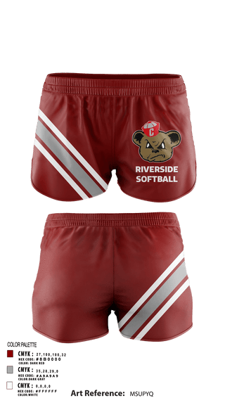 Women's Shorts, Riverside, Softball, Teamtime, Team time, sublimation, custom sports apparel, team uniforms, spirit wear, spiritwear, sports uniforms, custom shirts, team store, custom team store, fundraiser sports, apparel fundraiser