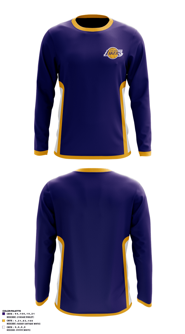 Long Sleeve Performance Shirt, Los angles lakers, Men's Basketball, Teamtime, Team time, sublimation, custom sports apparel, team uniforms, spirit wear, spiritwear, sports uniforms, custom shirts, team store, custom team store, fundraiser sports, apparel fundraiser