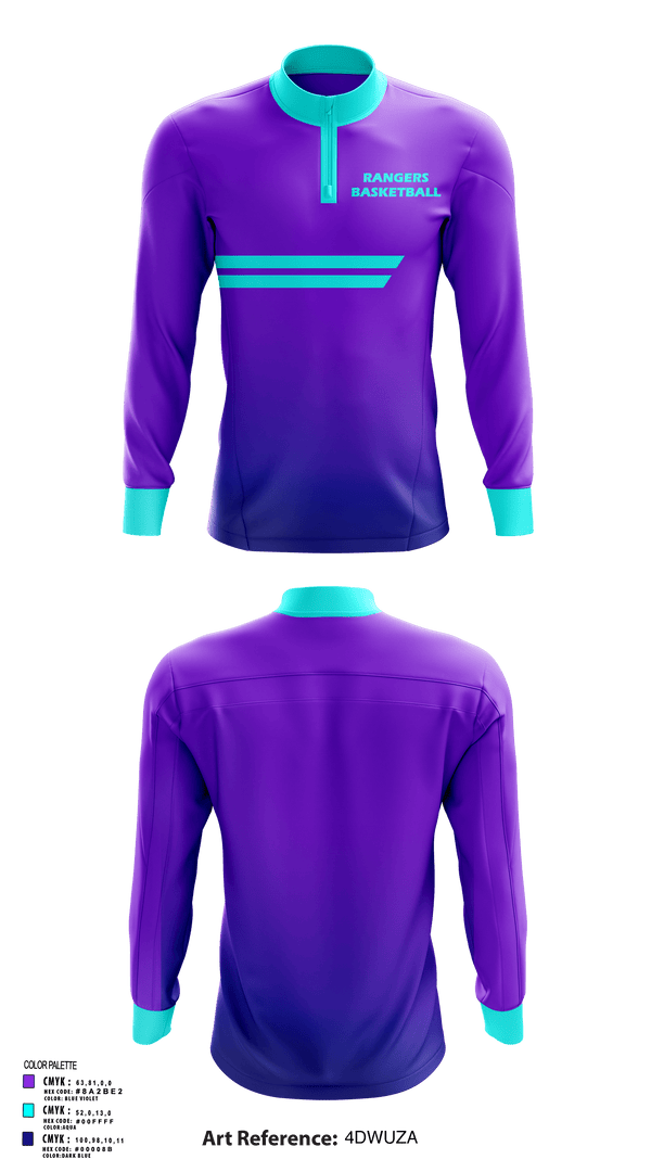 Quarter Zip Jacket, Rangers, Men's Basketball, Teamtime, Team time, sublimation, custom sports apparel, team uniforms, spirit wear, spiritwear, sports uniforms, custom shirts, team store, custom team store, fundraiser sports, apparel fundraiser