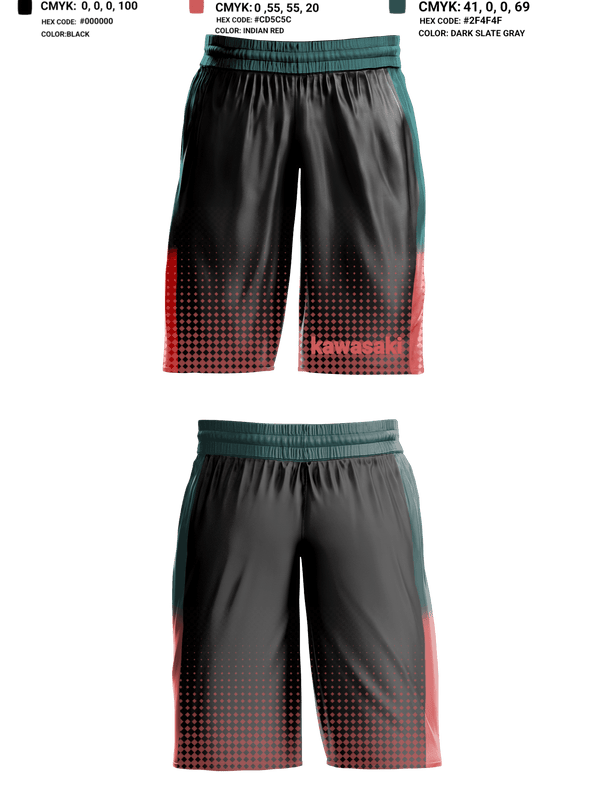 Mens Basketball Shorts, Kawasaki, Men's Basketball, Teamtime, Team time, sublimation, custom sports apparel, team uniforms, spirit wear, spiritwear, sports uniforms, custom shirts, team store, custom team store, fundraiser sports, apparel fundraiser