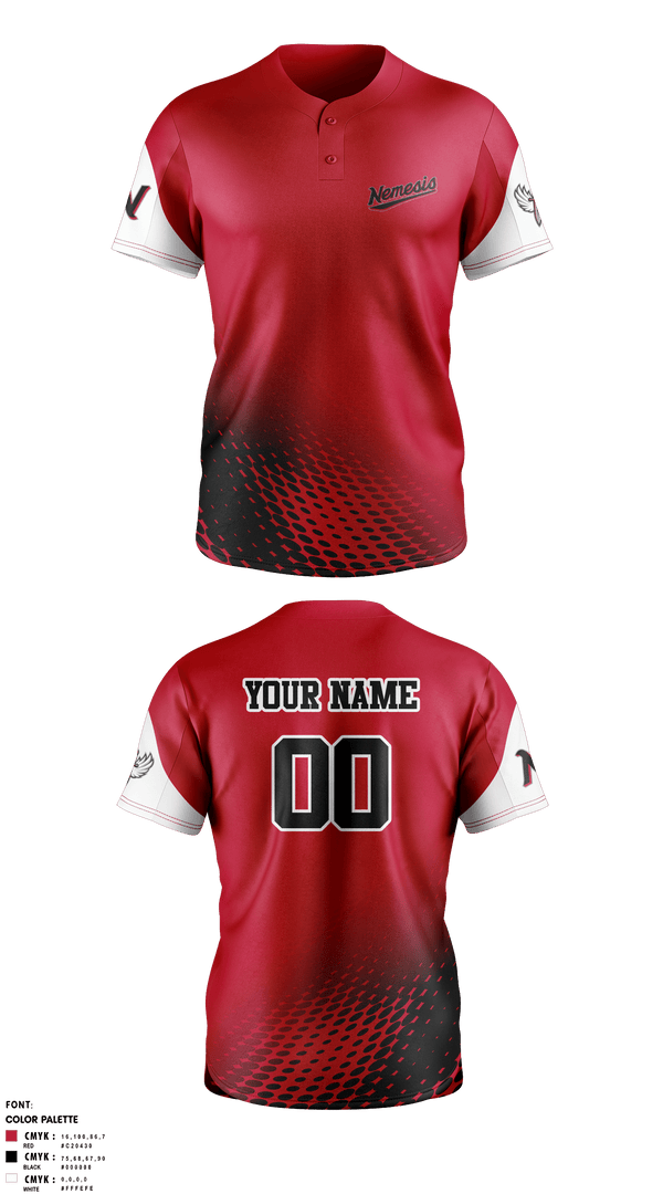 Two Button Softball Jersey, NEMESISOCS 117th RTI, Softball, Teamtime, Team time, sublimation, custom sports apparel, team uniforms, spirit wear, spiritwear, sports uniforms, custom shirts, team store, custom team store, fundraiser sports, apparel fundraiser