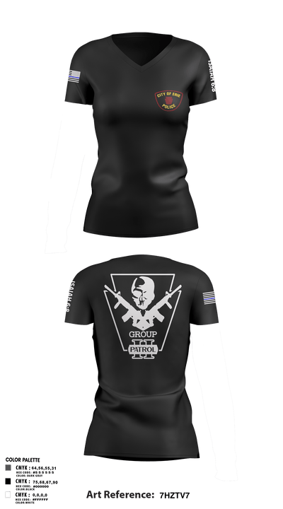 Erie police department 42261710 Women's Short Sleeve V-neck Shirt - 4