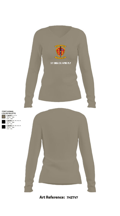 3/7 India Co. Wpns Plt 50459074 Women's Long Sleeve V-neck Shirt - 62