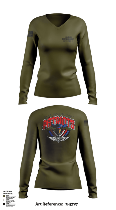 C Co. 2-210 Aviation Regiment (Structures) 22020258 Women's Long Sleeve V-neck Shirt - 3