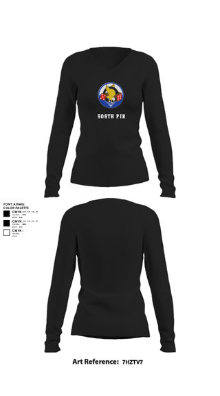 Women's Long Sleeve Vneck Shirt, 506th PIR, Army, Teamtime, Team time, sublimation, custom sports apparel, team uniforms, spirit wear, spiritwear, sports uniforms, custom shirts, team store, custom team store, fundraiser sports, apparel fundraiser