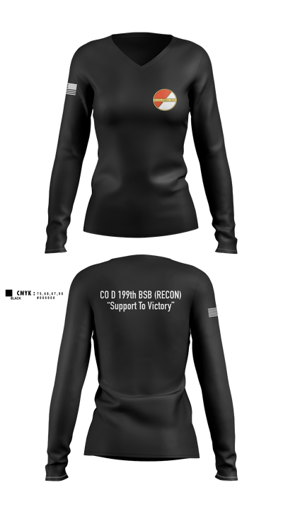 Co D 199TH BSB RECON 1334677 Women's Long Sleeve V-neck Shirt - 5