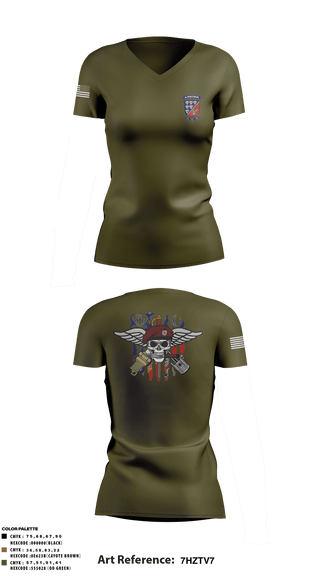 Women's Short Sleeve Vneck Shirt, 647 Quartermaster Company, Army, Teamtime, Team time, sublimation, custom sports apparel, team uniforms, spirit wear, spiritwear, sports uniforms, custom shirts, team store, custom team store, fundraiser sports, apparel fundraiser