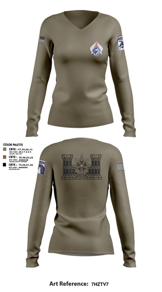 Women's Long Sleeve Vneck Shirt, XVIII ABN G2, Army, Teamtime, Team time, sublimation, custom sports apparel, team uniforms, spirit wear, spiritwear, sports uniforms, custom shirts, team store, custom team store, fundraiser sports, apparel fundraiser