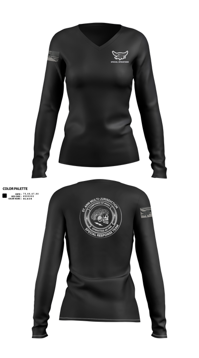 St. Ann SRT 47217904 Women's Long Sleeve V-neck Shirt - 100