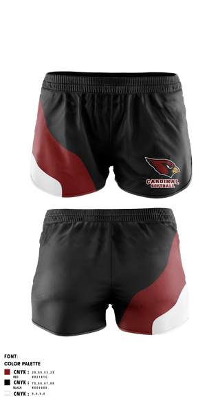 Women's Shorts, Pompton Lakes Cardinals, Softball, Teamtime, Team time, sublimation, custom sports apparel, team uniforms, spirit wear, spiritwear, sports uniforms, custom shirts, team store, custom team store, fundraiser sports, apparel fundraiser