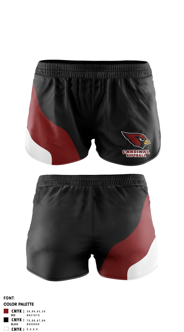 Women's Shorts, Pompton Lakes Cardinals, Softball, Teamtime, Team time, sublimation, custom sports apparel, team uniforms, spirit wear, spiritwear, sports uniforms, custom shirts, team store, custom team store, fundraiser sports, apparel fundraiser