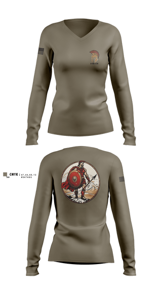 Women's Long Sleeve Vneck Shirt, A-CO 1-32, Army, Teamtime, Team time, sublimation, custom sports apparel, team uniforms, spirit wear, spiritwear, sports uniforms, custom shirts, team store, custom team store, fundraiser sports, apparel fundraiser