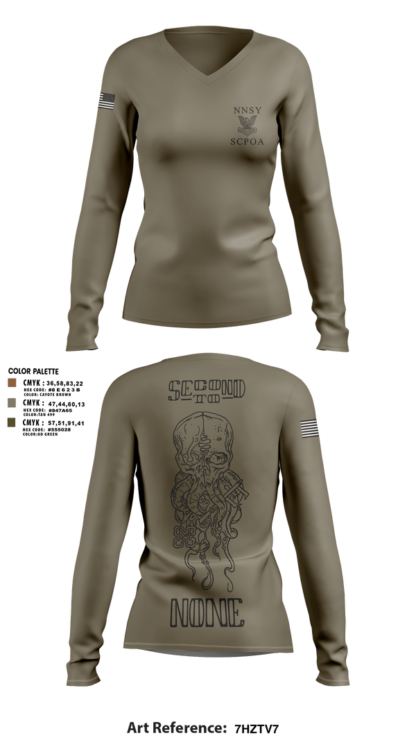 Women's Long Sleeve Vneck Shirt, NNSY SCPOA, Navy, Teamtime, Team time, sublimation, custom sports apparel, team uniforms, spirit wear, spiritwear, sports uniforms, custom shirts, team store, custom team store, fundraiser sports, apparel fundraiser