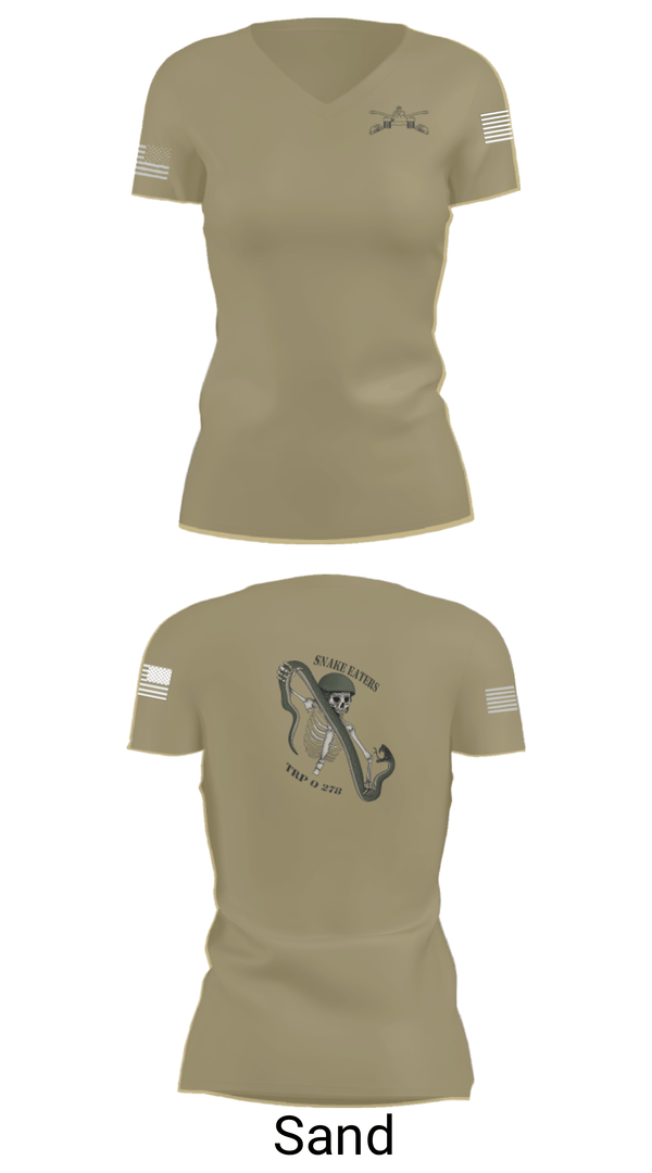 Women's Short Sleeve Vneck Shirt, Q Troop 4/278th, Army, Teamtime, Team time, sublimation, custom sports apparel, team uniforms, spirit wear, spiritwear, sports uniforms, custom shirts, team store, custom team store, fundraiser sports, apparel fundraiser