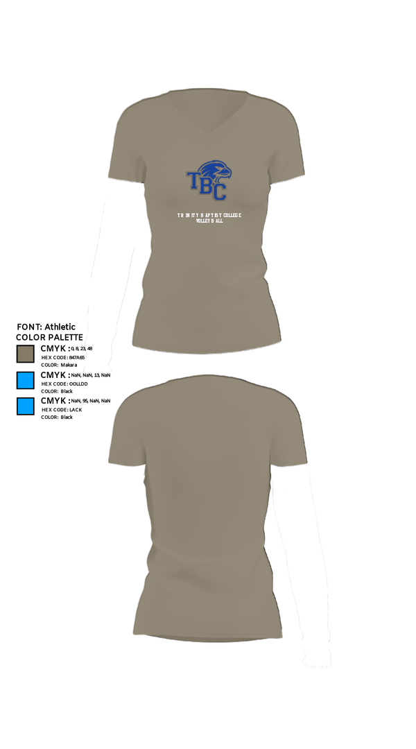 Women's Short Sleeve Vneck Shirt, Trinity Baptist College Volleyball, Women's Volleyball, Teamtime, Team time, sublimation, custom sports apparel, team uniforms, spirit wear, spiritwear, sports uniforms, custom shirts, team store, custom team store, fundraiser sports, apparel fundraiser