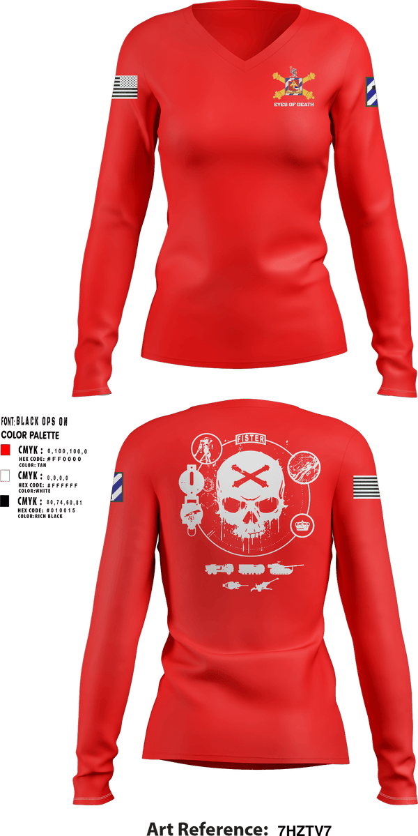 Women's Long Sleeve Vneck Shirt, 1-41 FA, Army, Teamtime, Team time, sublimation, custom sports apparel, team uniforms, spirit wear, spiritwear, sports uniforms, custom shirts, team store, custom team store, fundraiser sports, apparel fundraiser