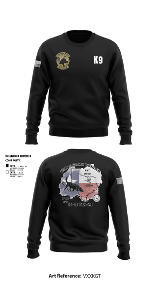 Crew Neck Sweatshirt, TXGW K9, Police, Teamtime, Team time, sublimation, custom sports apparel, team uniforms, spirit wear, spiritwear, sports uniforms, custom shirts, team store, custom team store, fundraiser sports, apparel fundraiser