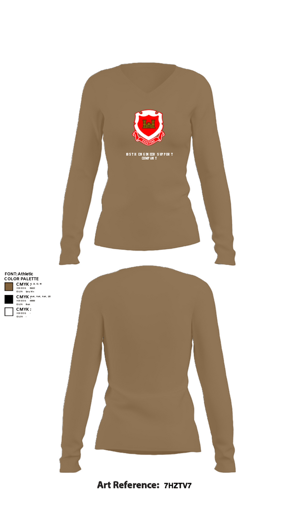 Women's Long Sleeve Vneck Shirt, 185th Engineer Support Company, , Teamtime, Team time, sublimation, custom sports apparel, team uniforms, spirit wear, spiritwear, sports uniforms, custom shirts, team store, custom team store, fundraiser sports, apparel fundraiser