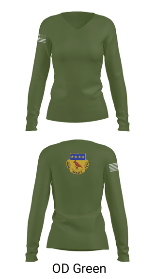 Women's Long Sleeve Vneck Shirt, Alpha BTRY 2/138th FA, National Guard, Teamtime, Team time, sublimation, custom sports apparel, team uniforms, spirit wear, spiritwear, sports uniforms, custom shirts, team store, custom team store, fundraiser sports, apparel fundraiser