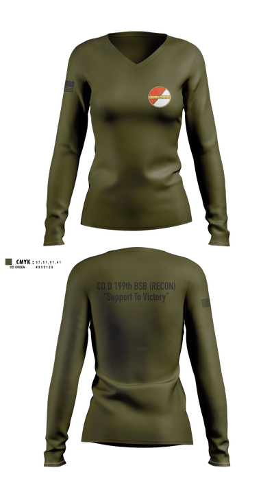Co D 199TH BSB RECON 1334677 Women's Long Sleeve V-neck Shirt - 4