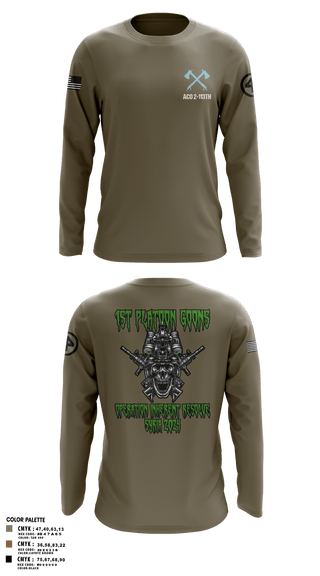 Long Sleeve Performance Polo, A-CO 2-113th Infantry, Army, Teamtime, Team time, sublimation, custom sports apparel, team uniforms, spirit wear, spiritwear, sports uniforms, custom shirts, team store, custom team store, fundraiser sports, apparel fundraiser