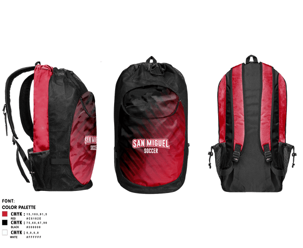 Gear Bag, San Miguel, Men's Soccer, Teamtime, Team time, sublimation, custom sports apparel, team uniforms, spirit wear, spiritwear, sports uniforms, custom shirts, team store, custom team store, fundraiser sports, apparel fundraiser