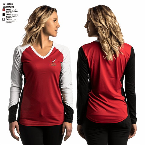 Women's Long Sleeve Vneck Shirt, Rose Hill High School Volleyball, Women's Volleyball, Teamtime, Team time, sublimation, custom sports apparel, team uniforms, spirit wear, spiritwear, sports uniforms, custom shirts, team store, custom team store, fundraiser sports, apparel fundraiser
