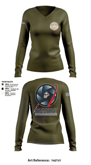 Women's Long Sleeve Vneck Shirt, MCRDPI COMMSTRAT, Marines, Teamtime, Team time, sublimation, custom sports apparel, team uniforms, spirit wear, spiritwear, sports uniforms, custom shirts, team store, custom team store, fundraiser sports, apparel fundraiser
