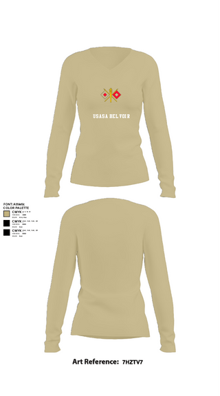 Women's Long Sleeve Vneck Shirt, USASA BELVOIR, Army, Teamtime, Team time, sublimation, custom sports apparel, team uniforms, spirit wear, spiritwear, sports uniforms, custom shirts, team store, custom team store, fundraiser sports, apparel fundraiser