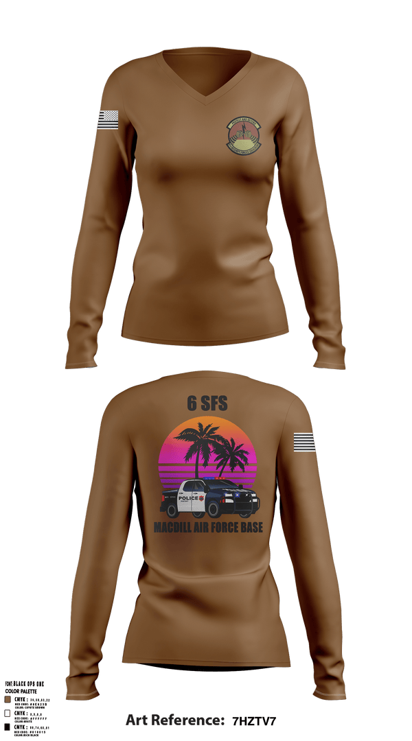 Women's Long Sleeve Vneck Shirt, 6th Security Forces Squadron, Air Force, Teamtime, Team time, sublimation, custom sports apparel, team uniforms, spirit wear, spiritwear, sports uniforms, custom shirts, team store, custom team store, fundraiser sports, apparel fundraiser